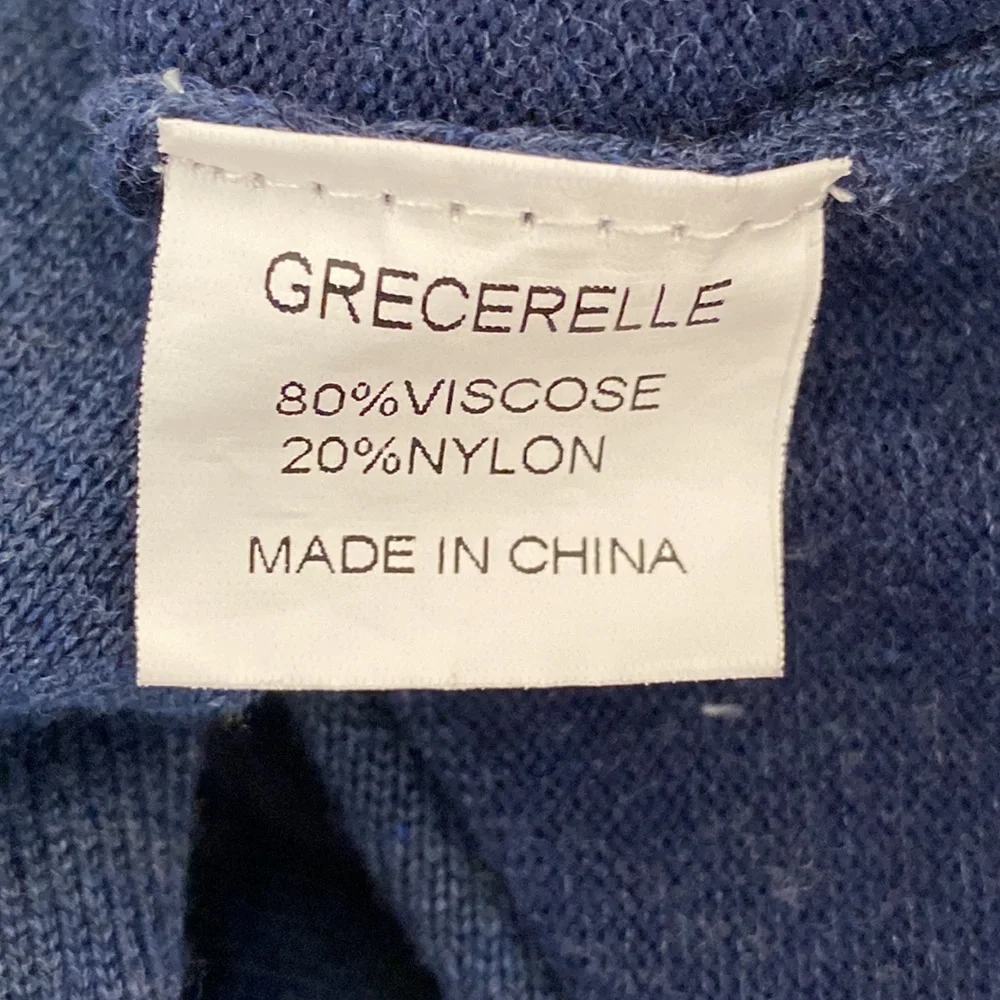Grecerelle Blue Heather Knit Long Sleeved V-Neck Sweater 2XL - Picture 9 of 10